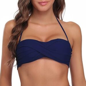 La Blanca Ruched Bandeau Halter Twist Bikini